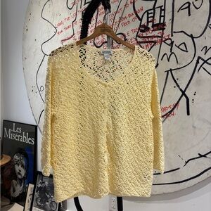 Vintage 90s Northern Reflections Pointelle Crotchet Knit Cardigan